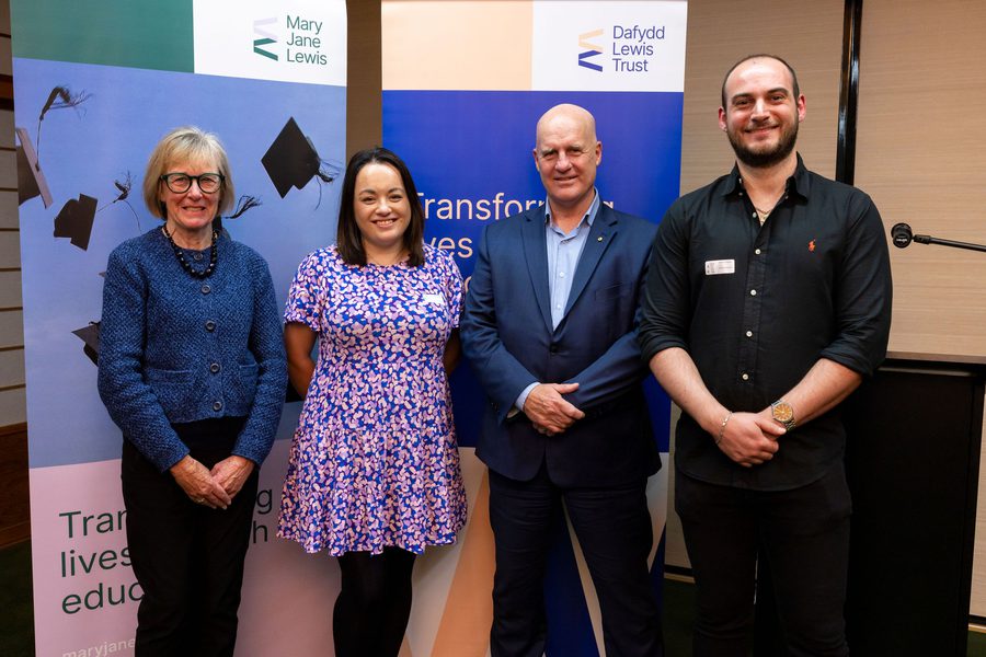 Dr Sulejman with Dafydd Lewis Trust and Mary Jane Lewis Foundation representatives at the 2024 networking event