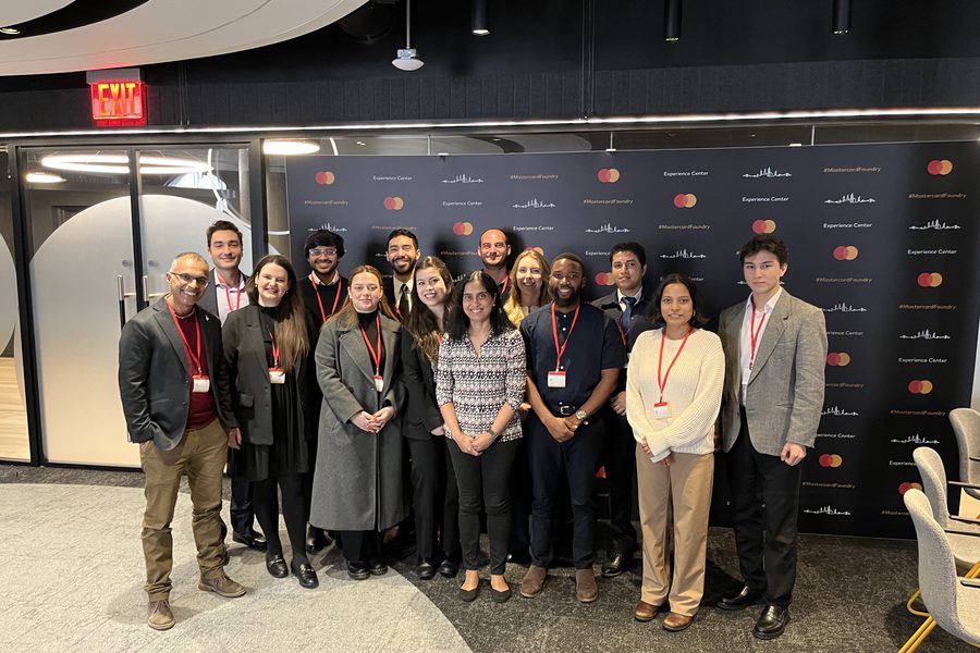 Fulbright scholars with Raj Seshadri at the Mastercard Foundry Experience Center in New York