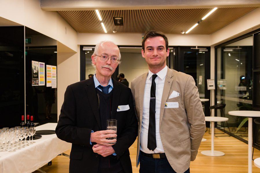 Dr Sulejman with Professor Barry Hughes at an International House scholars' event